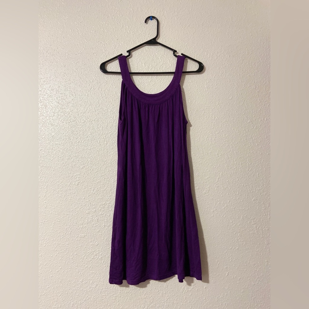 Purple Pleated Tank Midi Dress